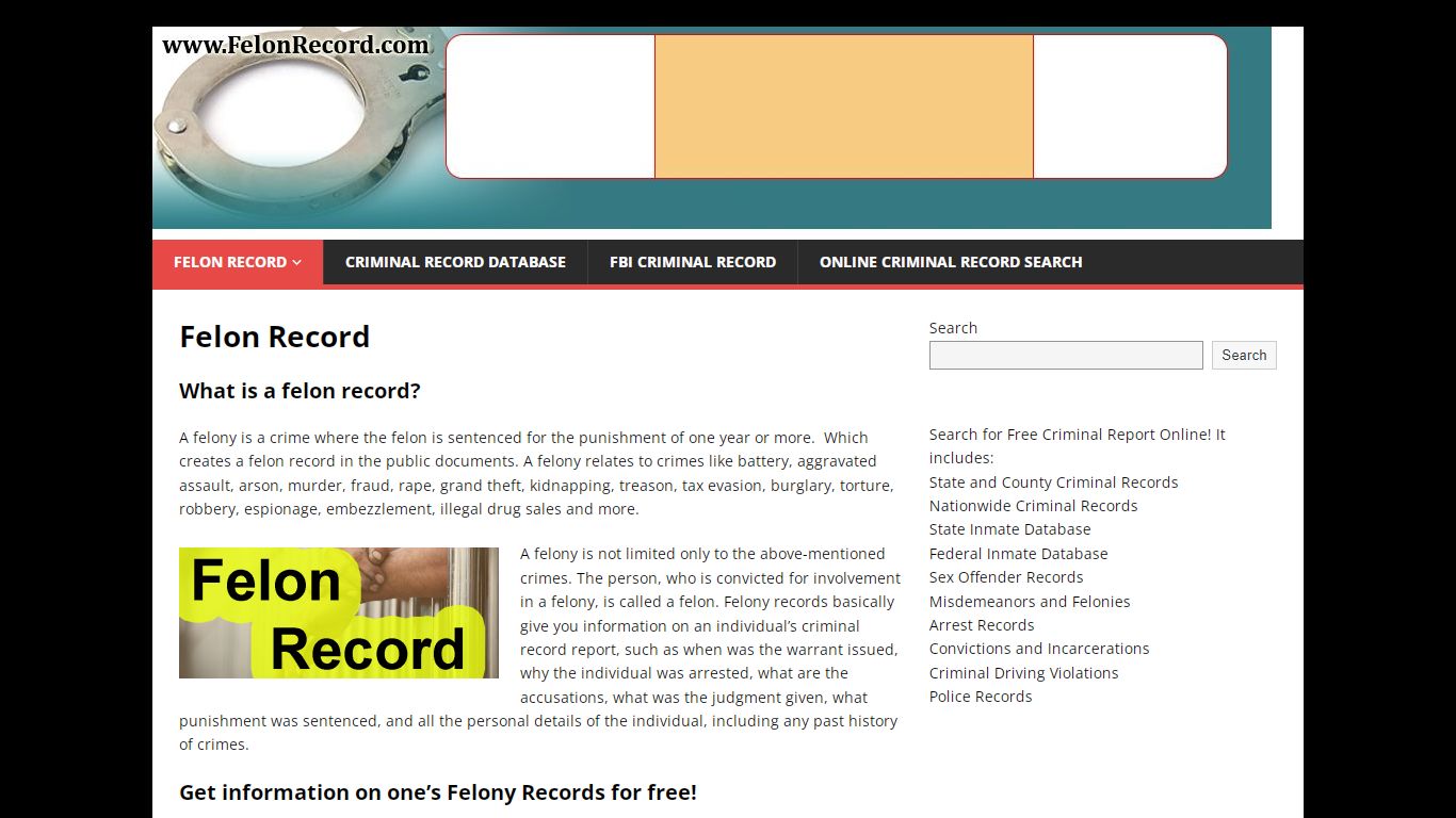 Felon Record - Free Criminal Record - Free Background Check